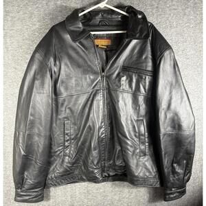 Northern Explorer Mens XL Black Leather Vintage Jacket Coat Genuine Leather